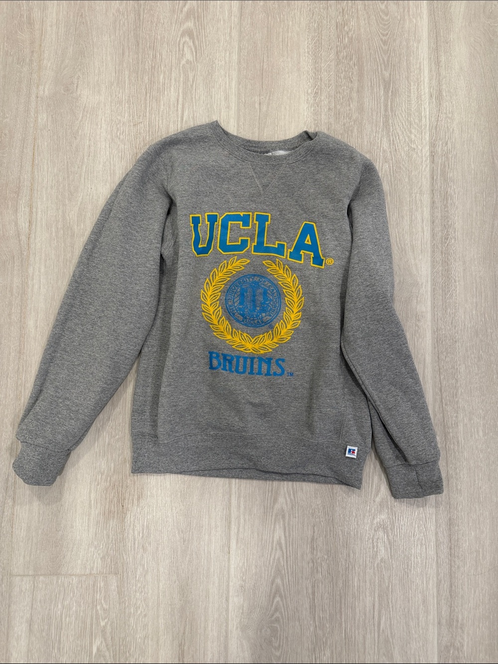 Russell Athletic Gray UCLA Bruins Crewneck with Blue and Gold Graphics women’s s